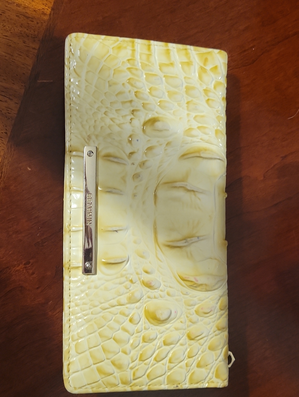 Brahmin Yellow Croc-Embossed Patent Wallet